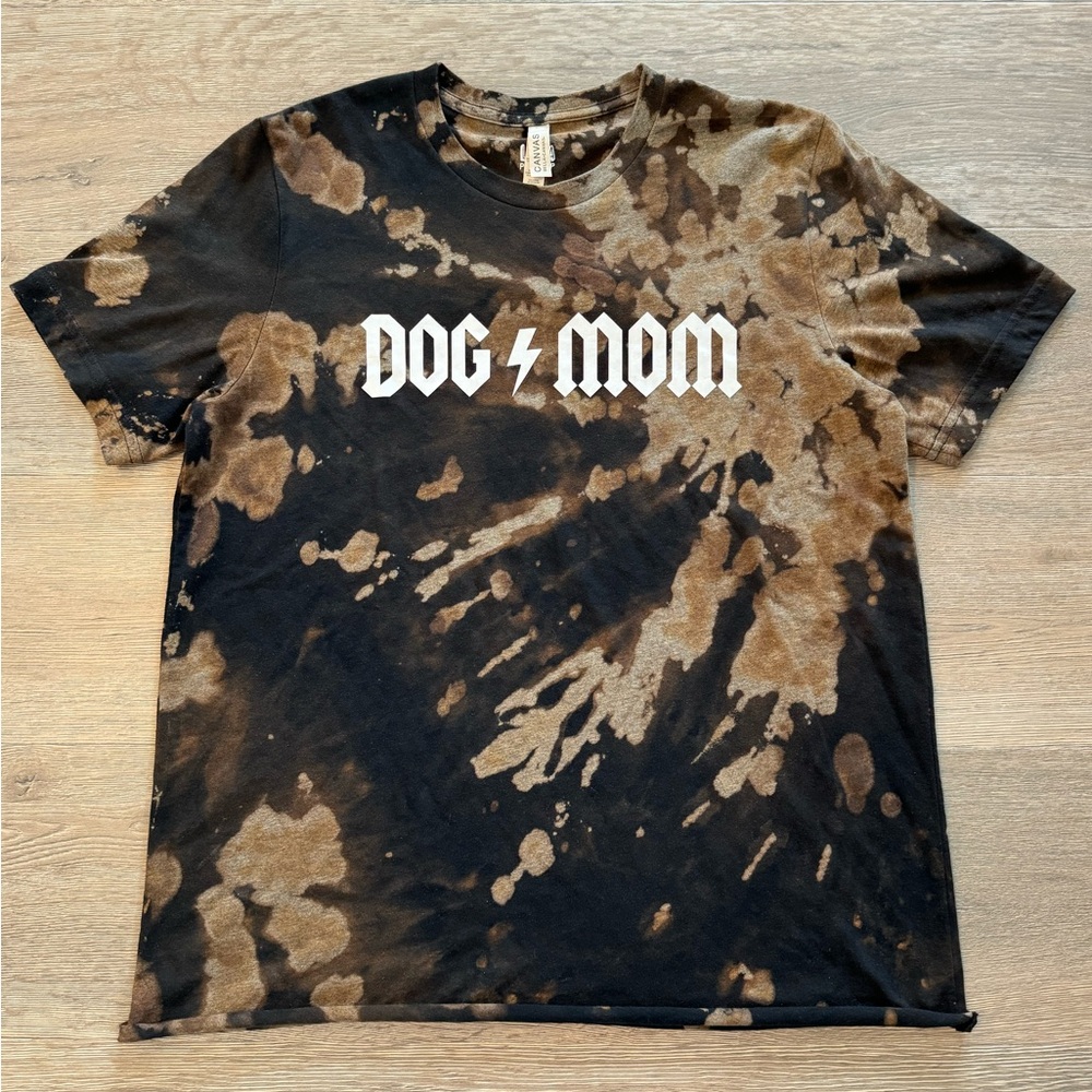 Dog Mom Bleach Tie Dye Reverse Lightning Bolt Vintage Style 90s T-Shirt